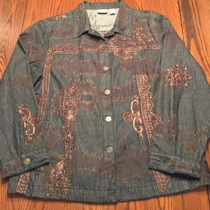 COPY - Black denim jacket with bronze embroidery